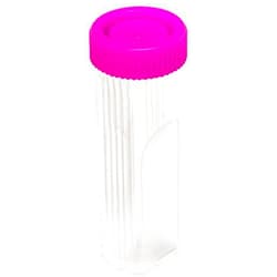 Caplugs Evergreen 240-5400-K8K – Slide-Fix™ Slide Jars, 1000 Pack, 4 Places, Diameter 30 mm x Height 98 mm, Fuchsia Polyethylene Cap, Natural Polypropylene Co-Polymer Jar, Medical, Labware