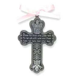 Cathedral Art CM7 Baby Girl Cross Crib Medal, 3-Inch High, Metal