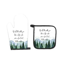 FIicy Rustic Mountain Cabin Decor Oven Mitts and Pot Holders Sets, Forest Camper Gifts Kitchen Accessories Sets, of All The Paths You Take in Life Heat Resistant Oven Glove Potholders for Kitchen