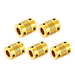 uxcell 5Pcs 7mm to 10mm Aluminum Alloy Shaft Coupling L24.5xD19.5 Flexible Coupler Beam for 3D Printer CNC Machine DIY Encoders and Motors Shaft,Golden