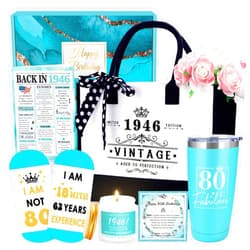 Launrada 80th Birthday Gifts for Women Her Cool 80 Year Old Birthday Gifts for Women Unique Gift for 80 Year Old Woman Female Mom Meaningful 1946 Gift Ideas for Woman Over 80 Funny Happy 80th Decoration Things