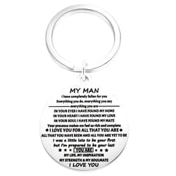 Aesnefe to My Man Keychain Gifts for Him, Birthday Valentine's Day Chrismas Anniversary Jewelry for Husband Boyfriend from Wife Girlfriend, Engagement Gift for Fiance