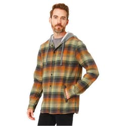 Quiksilver Men's Sandbar Hooded Long Sleeve Flannel Woven, Capital Red, X-Large