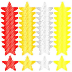 FdcLixuvol 40 Pcs Star Shape Reflective Stickers, High-Visibility Safety Warning Decals Safety Stickers, Waterproof Night Reflector Tape for Helmets, Bicycles, Motorcycles (Orange, Silver, Yellow, Red)