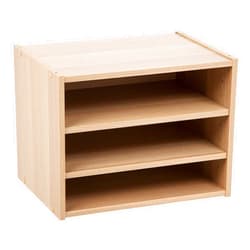 IRIS USA 3-Shelves Modular Wood Stacking Storage Box, for Office Closet and Nightstand, Easy Assembly, Customizable, Stacking Storage Boxes, Light Brown