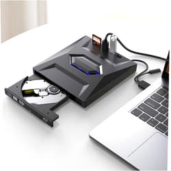 JOYIN-BURN USB 3.0 USB C External 3D Blu-ray Writer BD-RE BD Burner Drive CD DVD Burner with SD Card Reader and USB 3.0+2.0+Type-C Input Ports for Laptop PC Windows 11/10/8/7, Linux, Mac OS