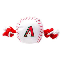 Pets First MLB ARIZONA DIAMONDBACKS Baseball Rope Toy for DOGS & CATS. Tough nylon, Sporty Baseball Design, Heavy-duty ropes with Inner SQUEAKER