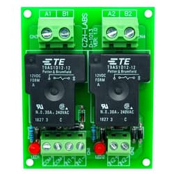 Electronics-Salon CZH-Labs 12V Passive 2 SPST-NO 30Amp Power Relay Module Board.