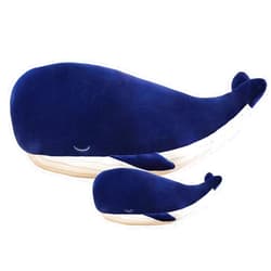 Kekeso Large Blue Whale Stuffed Animal Plush Toy Soft Whale Dophin Hugging Pillow Cute Whale Plush Doll Toy Back Cushion Children Birthday Gift (45cm+25cm=17.71inch+9.84inch)