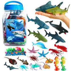 EXPLORACY 20pcs Sea Animals Toys for Kids Realistic Ocean Animal Toy Sealife Figurine Whale Shark Toys Bath Sensory Bin Play Birthday & Party Favors for Boys Girls Kids Toddlers