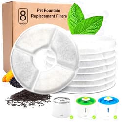 PK.ZTopia 8-Pack Cat Water Fountain Filters, Cat Fountain Replacement Filter, Pet Fountain Filters Compatible with Most Catit Automatic Cat Fountain