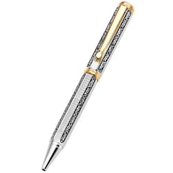 Xezo Legionnaire 18-Karat Gold, Platinum Plated Twist-Action Medium Point Ballpoint Pen. Diamond-Cut Engraved. Finely Hand-Etched. Individually Numbered. A Unique Gift (Legionnaire 500 B)