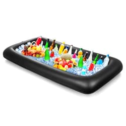 Leitee Inflatable Serving Bar with Drain Plug 52 x 24 x 5'' Inflatable Ice Serving Buffet Bar for Party Food Cooler Buffet Drink(Black,Basic Style)