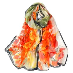 MINIDORA Lightweight Scarves for Women Elegant Floral Pattern Scarf Shawls Sunscreen Head Shawls