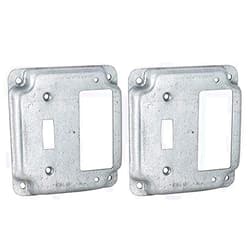 RACO Hubbell-Raco 814C 1 Toggle and 1 GFCI 4-Inch Square Exposed Work Cover (Тwo Рack)