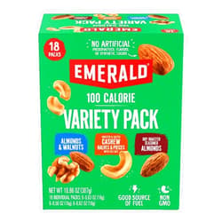 Emerald Nuts Mixed Nuts Variety Pack 18ct (1-Pack) , 100-Calorie Individual Packs , Features Dry Roasted Almonds, Natural Almonds & Walnuts, and Roasted & Salted Cashews