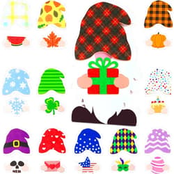 Jetec 24 Pcs Interchangeable Wooden Gnome Fall Halloween Christmas Gnome Decor DIY Holiday Seasonal Christmas Holiday Tiered Tray Decoration with Detachable Magnet Pieces
