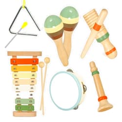 NASHRIO Musical Instruments Set Toys for Toddlers 1-3 - Neutral Colors Wooden Montessori Toys Percussion Music Modern Xylophone Drum Birthday Chirstmas Gifts for 1 2 3 Year Old Kids Baby Toddlers Boys Girls