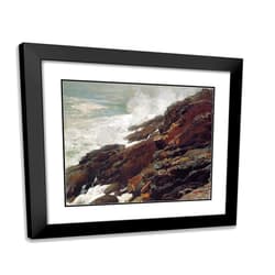ArtDirect Winslow, Homer 23x20 Black Modern Framed Art Print with Double Matting Titled: High Cliff Coast of Maine