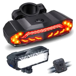 ONVIAN Rechargeable Bike Light Front and Rear Set for Night Riding, Ultra Bright Bicycle Headlight and Bike Tail Light Turn Signals with Bike Alarm, Waterproof Bike Accessories for Adult Kids Cycling