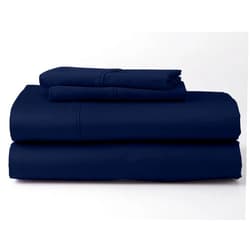 Maayu String Wyoming King Size Luxury 1000 Thread-Count 100% Egyptian Cotton Bed Sheets Sheet Set Sateen Weave for Soft & Silky Feel Long Staple Cotton 18 Inch Deep-Pockets - Wyoming King, Navy Blue