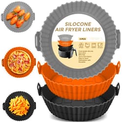 Buauty 3 Pack Air Fryer Silicone Liners 8inch Air Fryer Silicone Pot Reusable Food Grade Silicone Airfryer Liners Baking Basket Accessories Replacement of Flammable Disposable Parchment Paper