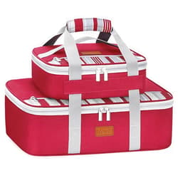 Lifewit Duo Insulated Casserole Carrier for Hot or Cold Food, Lasagna Holder 2 Compartments, Thermal Lunch Tote for Potluck Parties Cookouts, Fits 9