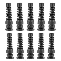 uxcell PG9 Cable Gland 4mm-8mm Wire Hole Waterproof Nylon Joint Adjustable Locknut with Strain Relief Black 10pcs
