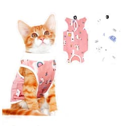 Coppthinktu 2 PCS Cat Recovery Suit Female Cat Onesie for Cats After Surgery Spay Abdominal Wounds, Kitten Surgery Recovery Suit Female Breathable E-Collar Alternative Kitten Onesie Anti Licking Medium