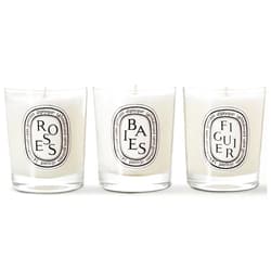 DIPTYQUE Baies Roses & Figuier Scented Candle 3 Piece Set 70 Grams Each Gift Boxed, White