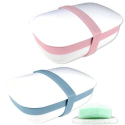 Kiasona 2Pack Travel Soap Holders, Soap Bar Box Dish Container Case,with Sponge Saver& Band,for Travel (Blue & Pink)