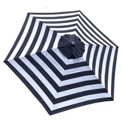 BELLRINO DECOR Replacement 9 ft 6 ribs BLACK/WHITE STRIPE in STRONG & THICK in Umbrella Canopy (Canopy Only)
