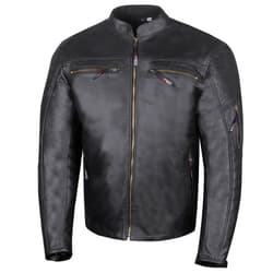 Jackets 4 Bikes Men's REVOLT Premium Buffalo Natural Leather Motorcycle Jacket - CE Armor, Vented, Removable Liner, Concealed Carry Pockets - Cruiser Retro Touring Biker Jacket Black M
