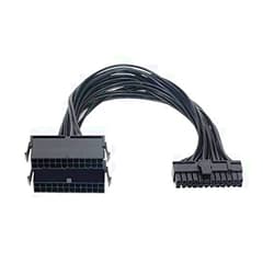 YOVECATHOU 24 Pin 20+4 Dual Multiple PSU Power Supply Cable Splitter Adapter for ATX Motherboard Extension Kit 18AWG 1 Feet Black