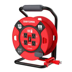 CRAFTSMAN 100 Ft. Retractable Extension Cord Reel With 4 Outlets & Heavy Duty 14AWG SJTW Cable