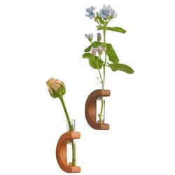 WINQIN Wooden refrigerator flower rack with magnet sticker, mini potted hydroponic plant refrigerator sticker art vase suitable for home, restaurant, office decoration (2 pieces), Brown
