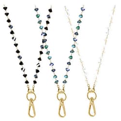 Latuesol 3Pcs Cute Stone Beaded Lanyards for ID Badges for Women Cute Gold Breakaway Lanyard Teacher Badge Lanyards for Women Eyeglass Chain Lanyard Also