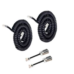 Uvital Telephone Handset Cord Detanglers, 2 Pack Landline Handset Cord Cable 10Ft Uncoiled(1.2 Ft Coiled) and 2 Pack Anti-Tangle Telephone Cord Untangler 360 Degree Rotating Swivel Cord(Black)