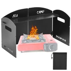 Yaocom Steel Camp Stove Windscreen, Outdoor Folding Gas Stove Windshield Portable 4 Plates Wind Blocker with a Storage Bag for Camping, Hiking, Picnic, Backpacking, Cooking