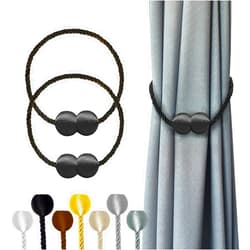Hion Magnetic Curtain Tiebacks Black 2pcs, Curtain Tiebacks Buckles Holdbacks Holders Hooks Clip for Home Outdoor Bedroom Office Decorative Curtain