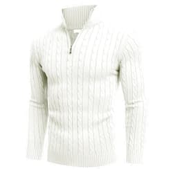 COOFANDY Men's Quarter Zip Sweater Slim Fit Casual Knitted Turtleneck Pullover Mock Neck Polo Sweater