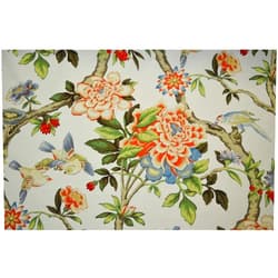 Waverly Mudan Persimmon Waverly Fabric Coral Orange Bird and Floral Print