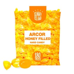 SUNNY ISLAND Arcor Honey Filled Hard Candy | 2-Pound Bag | About 180 Pieces | Soothing Throat Drops | Individually Wrapped