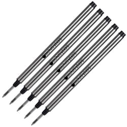 Pen Savings Combo Pack, Monteverde Soft Roll Rollerball Pen Refills Compatible with Montblanc Capped Pens, 5 Pack, Medium Point, M23, Threaded Tip (Dark Blue)