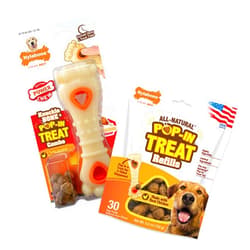 Nylabone Power Chew Knuckle Bone & Pop-in Dog Treat Toy Combo with Chicken Flavor Treat Refills, Chew Toy for Aggressive Chewers, Durable Treat Pouch, Large/Giant - Up to 50 lbs. (2 Count)