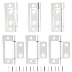 Biaungdo 6 Pcs Non-Mortise Door Hinges, 2 inch x 1 inch Bifold Butt Cabinet Hinges Vintage Furniture Hardware Antique Door Hinge with Screws for Door, Windows, Cabinet, Cupboard(White Nickel)