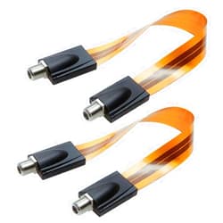 YXQ Ghost Wire Flat RG6 Coax Jumper Cable Connector F Type Female to Female Extreme Slim for Windows and Door 1Feet Length, 2-Piece
