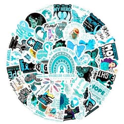 VOEMPFE 61 Pcs Ovarian Cancer Awareness Ribbons Vinyl Decals Waterproof Stickers for Helmet Laptop Phone Water Bottles for Aldults for Birthday Halloween Party Supplies Decoration Favors
