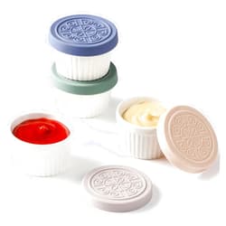 AOZITA Salad Dressing Container To Go, 2.4oz Porcelain Small Condiment Containers with Lids for Lunch Bento Box, Premium Silicone, Leakproof, Reusable Sauce Cups for Picnic and Travel, Dishwasher Safe