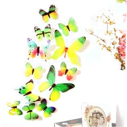 Jinshining 12Pcs Green 3D Removable Butterfly Wall Stickers, DIY Art Crafts Decorations for Windows Refrigerator Boys Girls Bedroom Classroom Bathroom Home Office Birthday Party，Window Stickers，Window Treatments